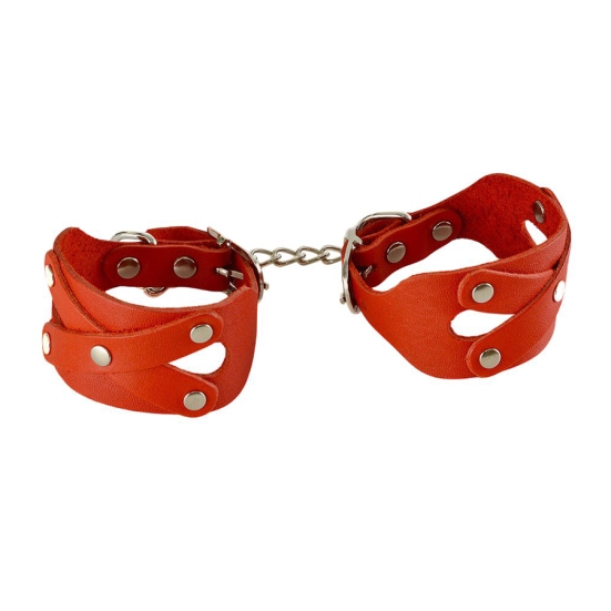 Красные наручники «Цезарь» из кожи